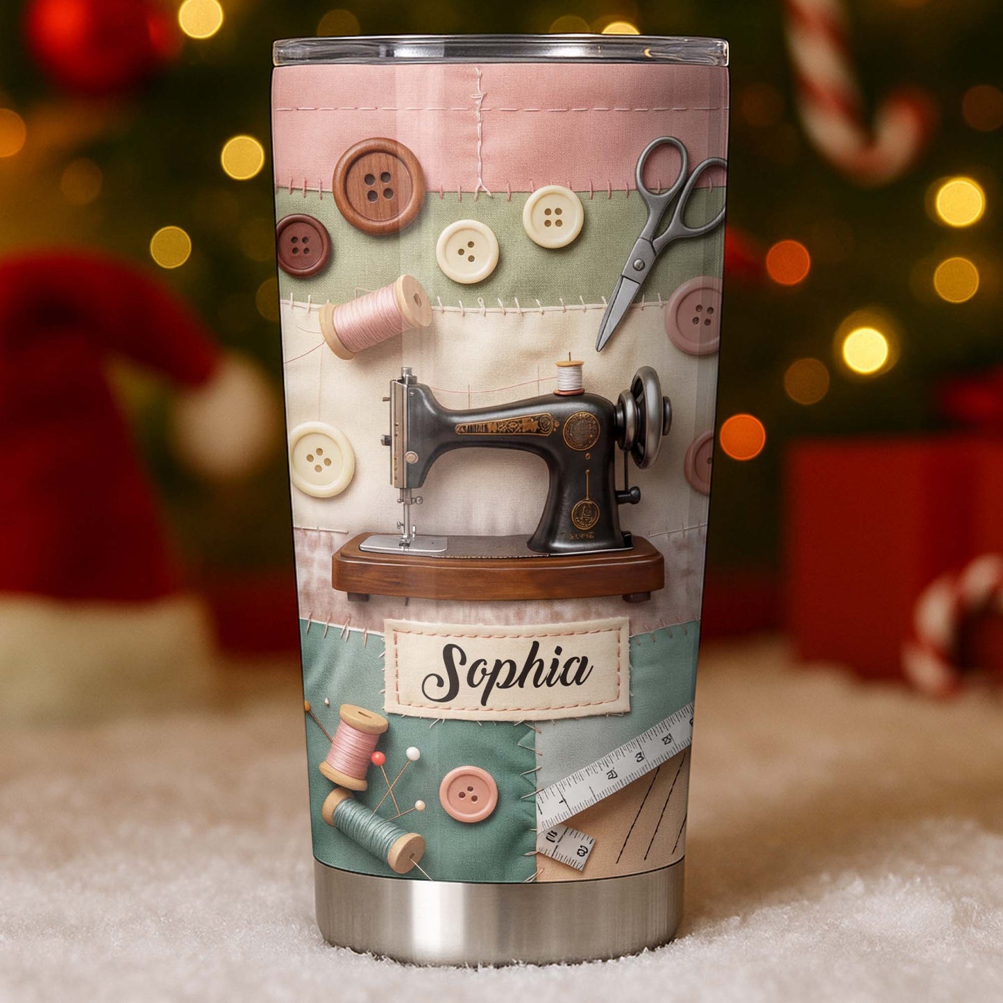 Stitching With Love And Creativity Sewing Machine With Buttons And Scissors - Personalized Custom Stainless Steel Tumbler 20oz 30oz - HAND029_TB