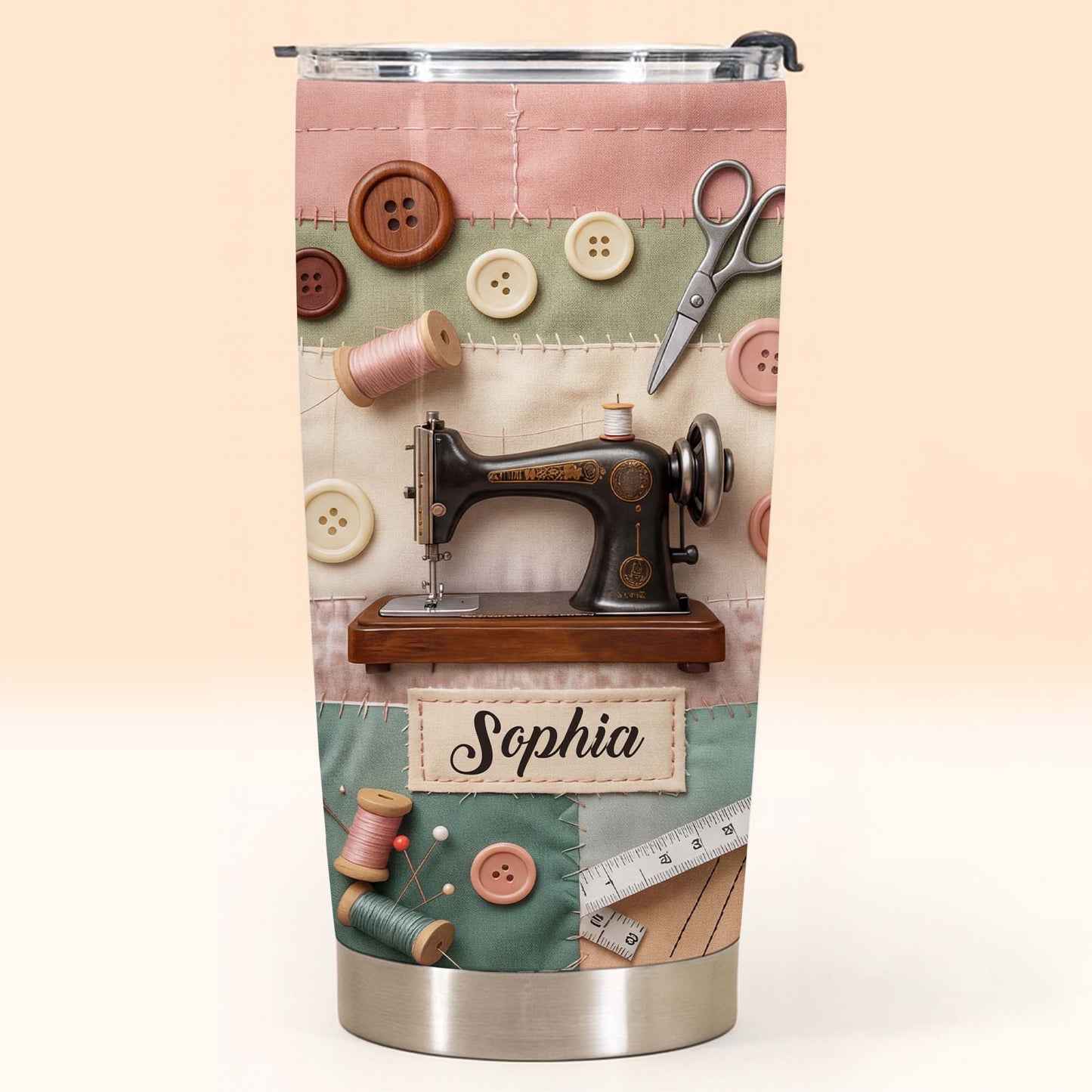 Stitching With Love And Creativity Sewing Machine With Buttons And Scissors - Personalized Custom Stainless Steel Tumbler 20oz 30oz - HAND029_TB