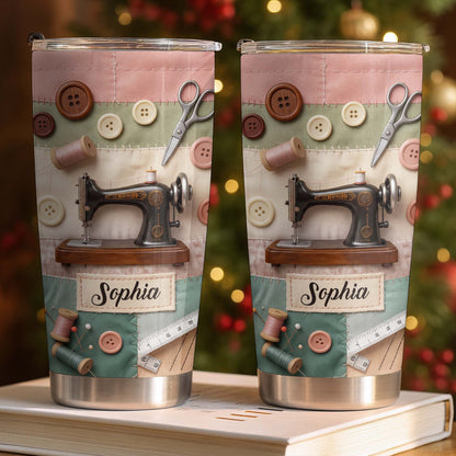 Stitching With Love And Creativity Sewing Machine With Buttons And Scissors - Personalized Custom Stainless Steel Tumbler 20oz 30oz - HAND029_TB