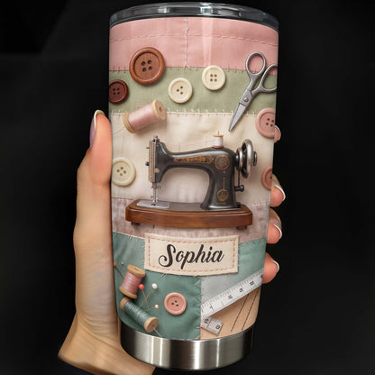 Stitching With Love And Creativity Sewing Machine With Buttons And Scissors - Personalized Custom Stainless Steel Tumbler 20oz 30oz - HAND029_TB