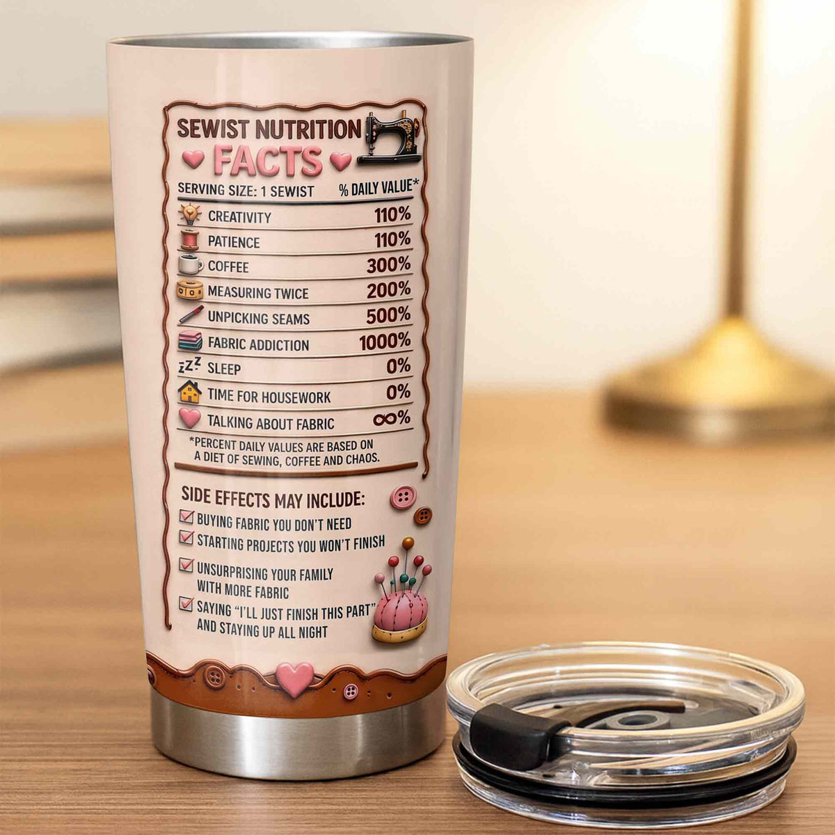 Sewing Because Adulting Is Hard Punching People Is Frowned Upon Sewing Machine Flower - Personalized Custom Stainless Steel Tumbler 20oz - HAND130_USTUM