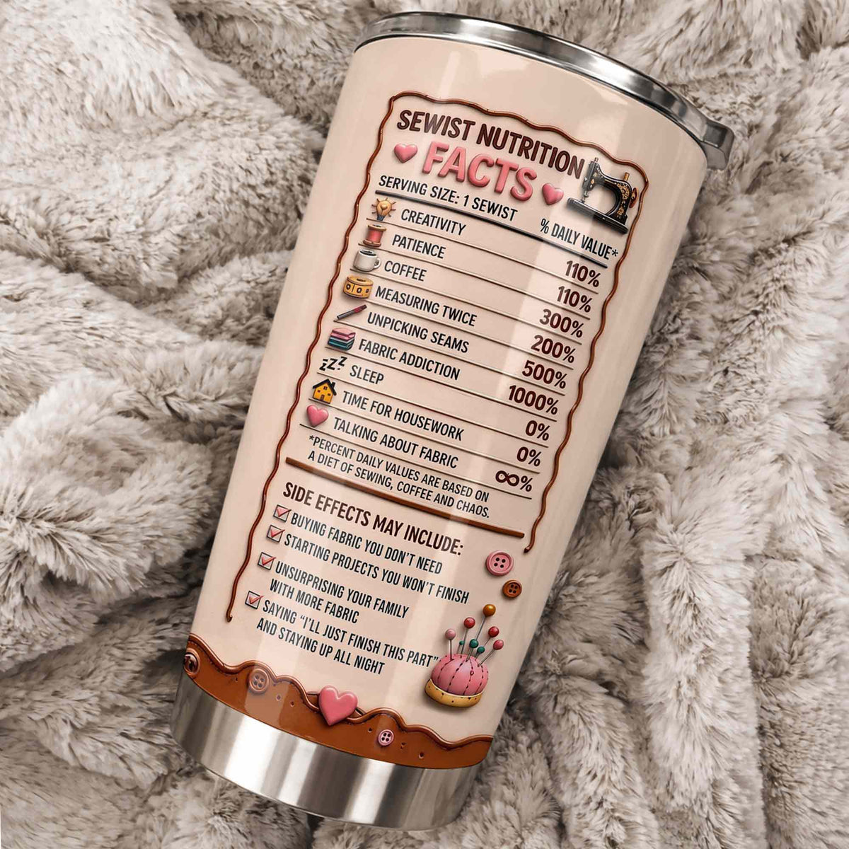 Sewing Because Adulting Is Hard Punching People Is Frowned Upon Sewing Machine Flower - Personalized Custom Stainless Steel Tumbler 20oz - HAND130_USTUM