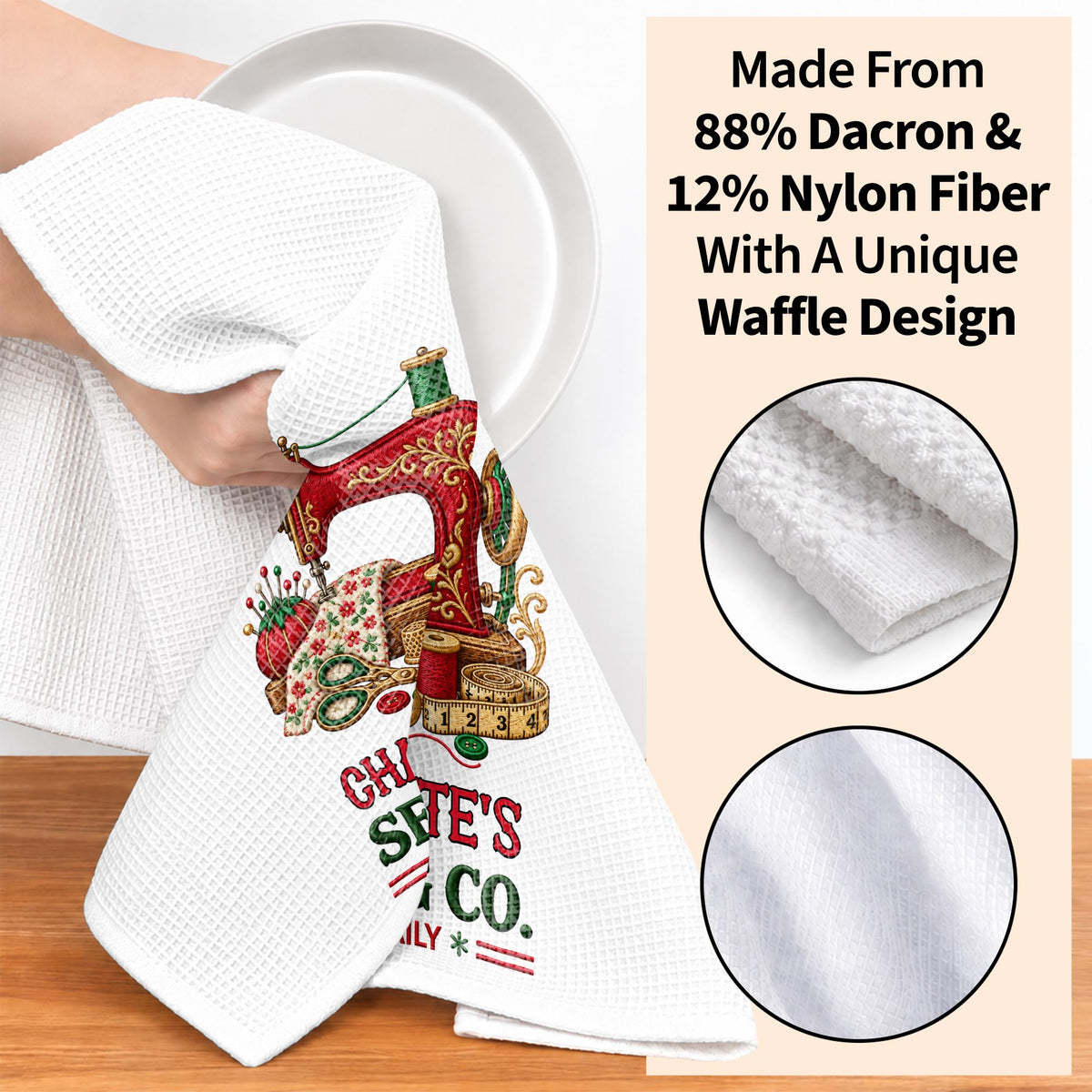 Sewing Co Open Daily Vintage Sewing Machine And Crafting Tools - Personalized Kitchen Towel - HAND234_TOWL