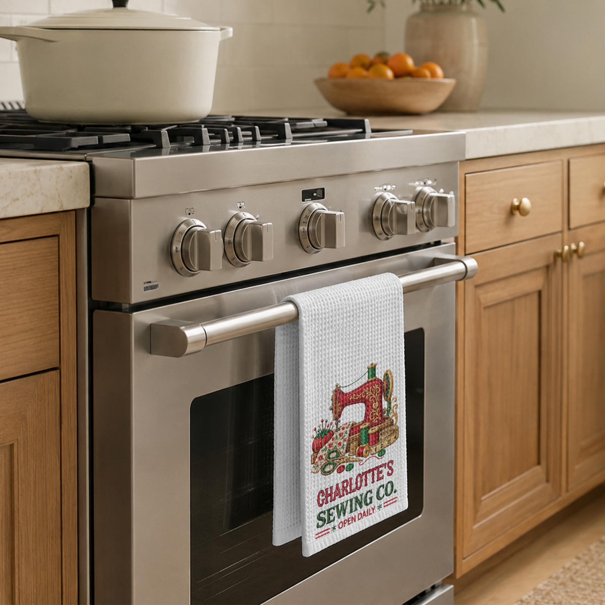 Sewing Co Open Daily Vintage Sewing Machine And Crafting Tools - Personalized Kitchen Towel - HAND234_TOWL