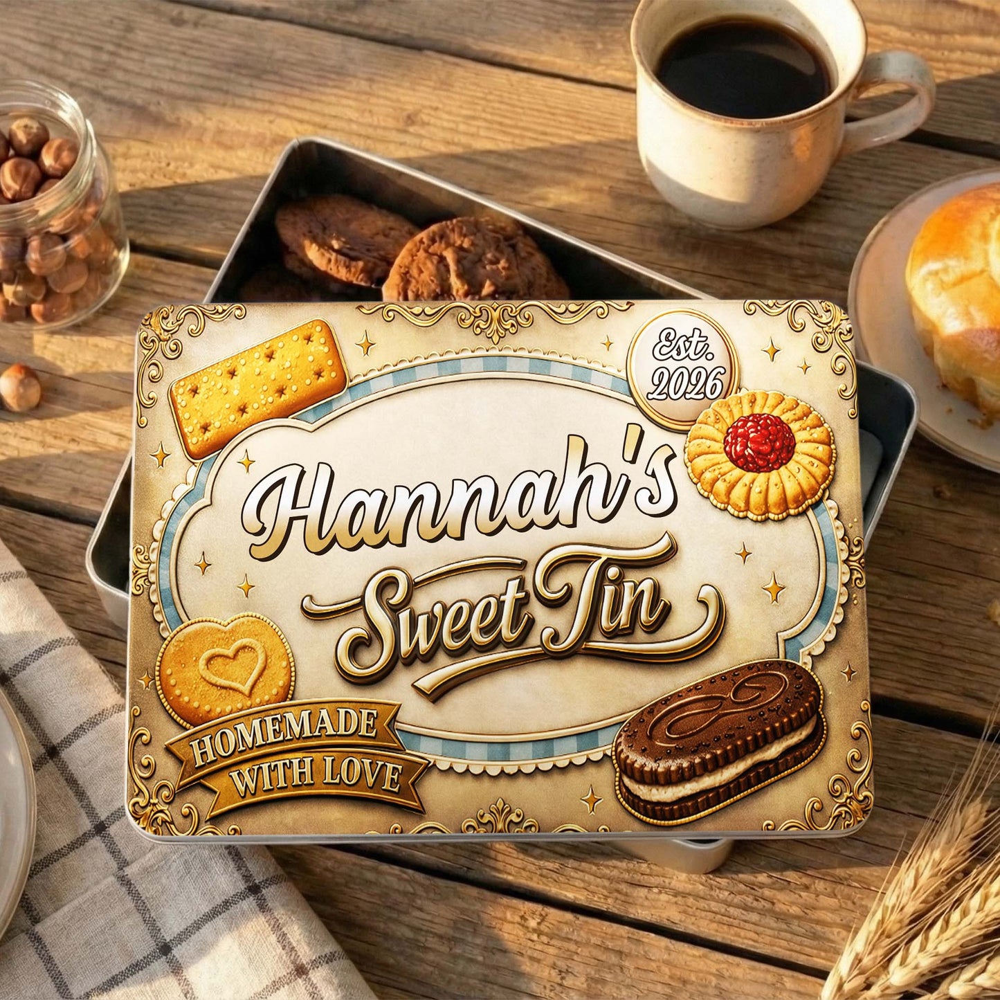 My Sweet Tin Homemade With Love Featuring Assorted Cookies And Biscuits