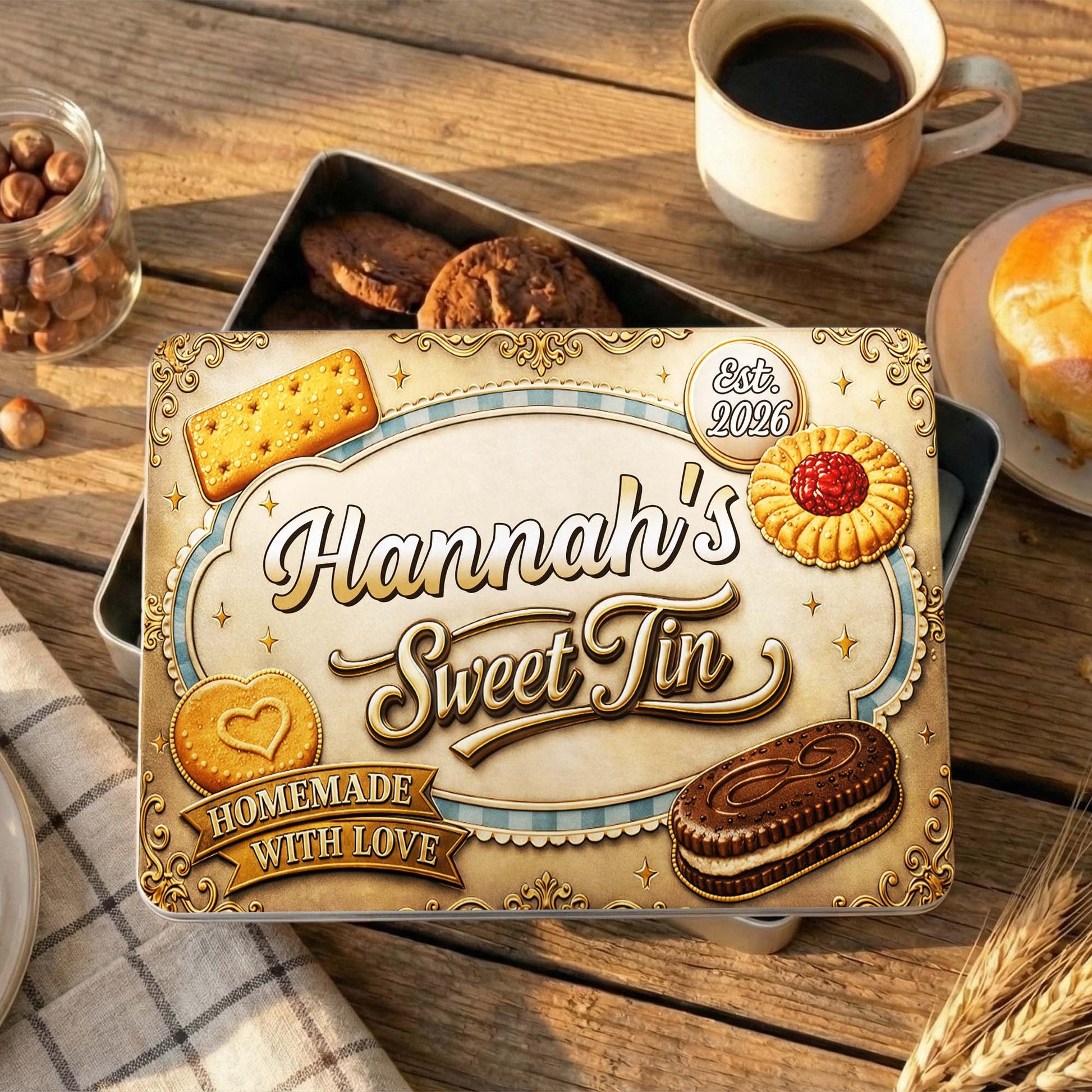 My Sweet Tin Homemade With Love Featuring Assorted Cookies And Biscuits