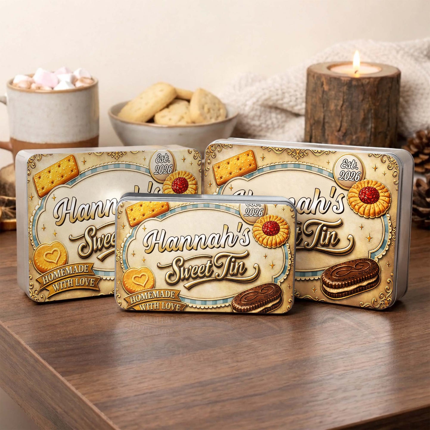 My Sweet Tin Homemade With Love Featuring Assorted Cookies And Biscuits