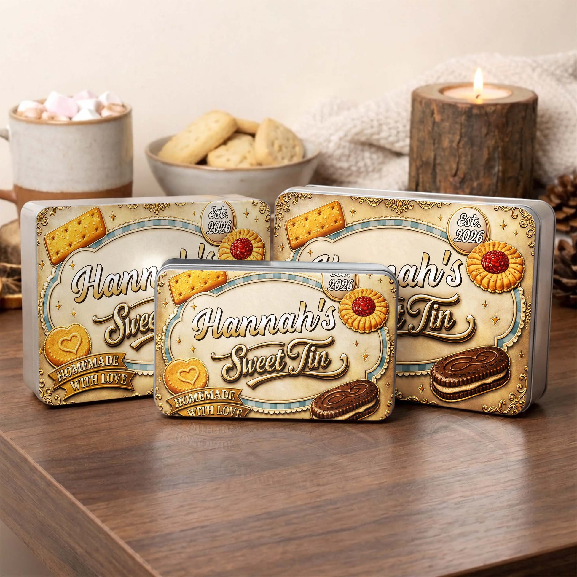 My Sweet Tin Homemade With Love Featuring Assorted Cookies And Biscuits