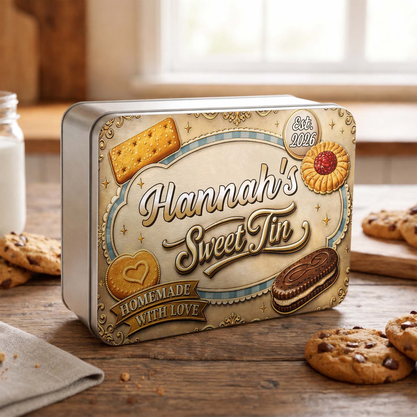 My Sweet Tin Homemade With Love Featuring Assorted Cookies And Biscuits