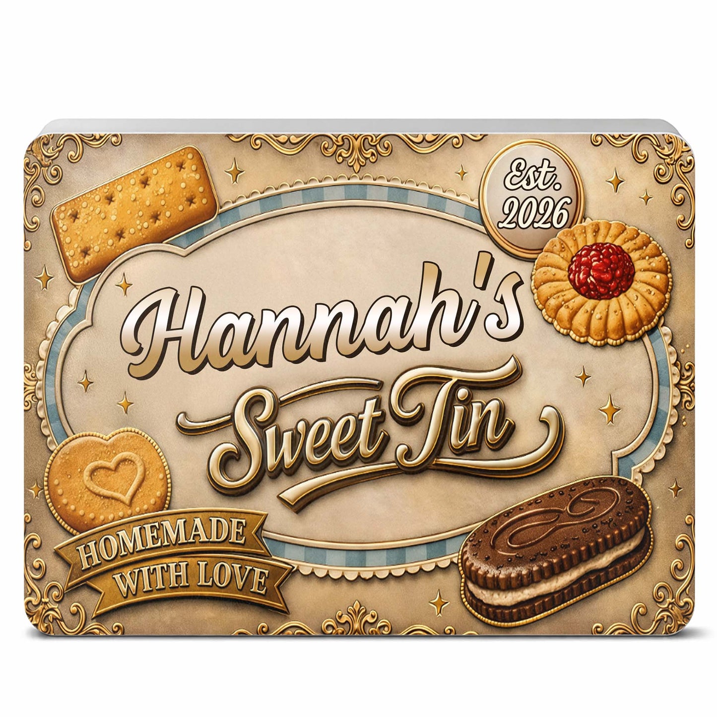 My Sweet Tin Homemade With Love Featuring Assorted Cookies And Biscuits