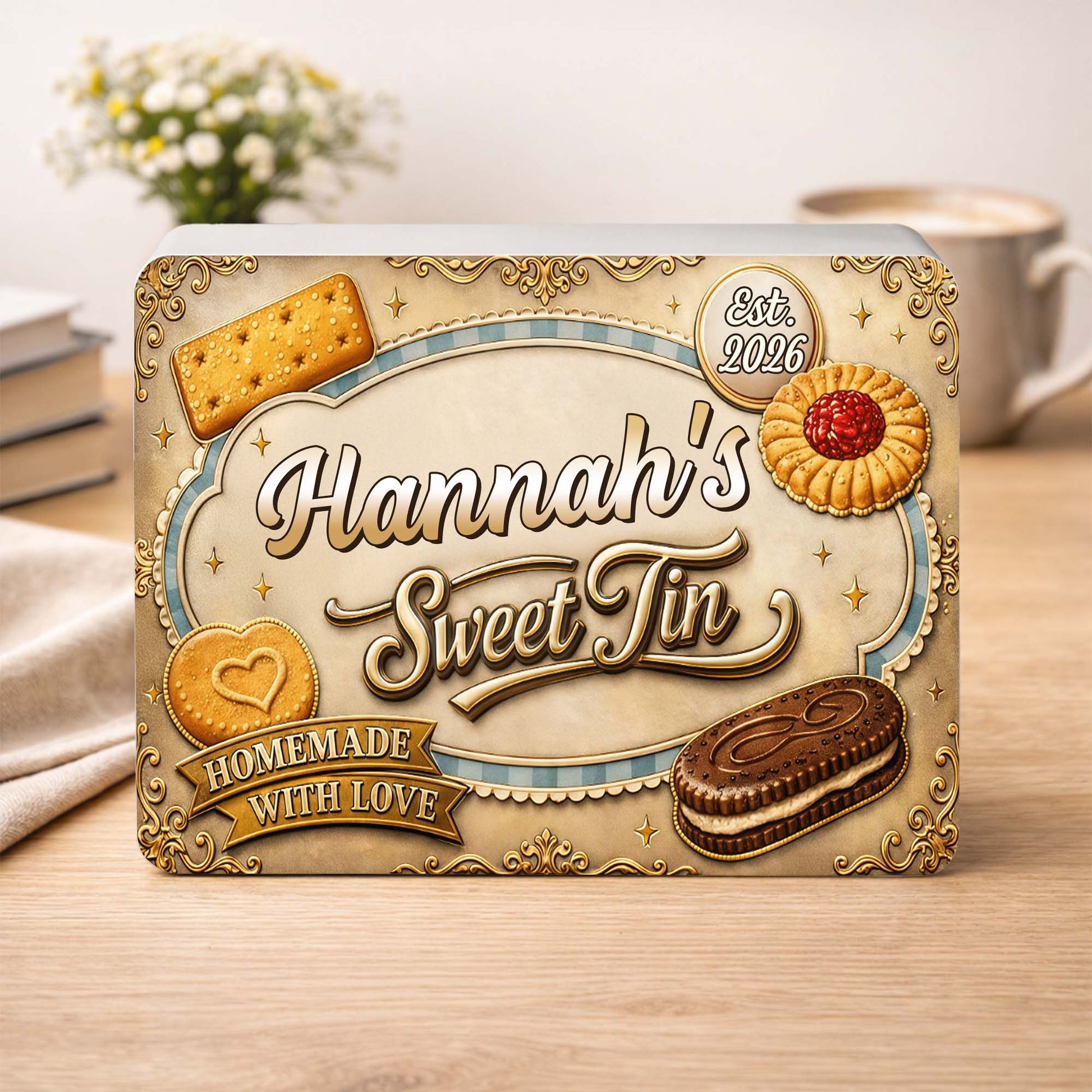 My Sweet Tin Homemade With Love Featuring Assorted Cookies And Biscuits