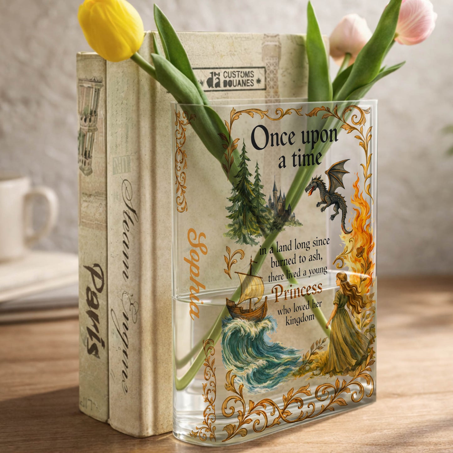 Once Upon A Time Princess Who Loved Her Kingdom With Dragon And Castle