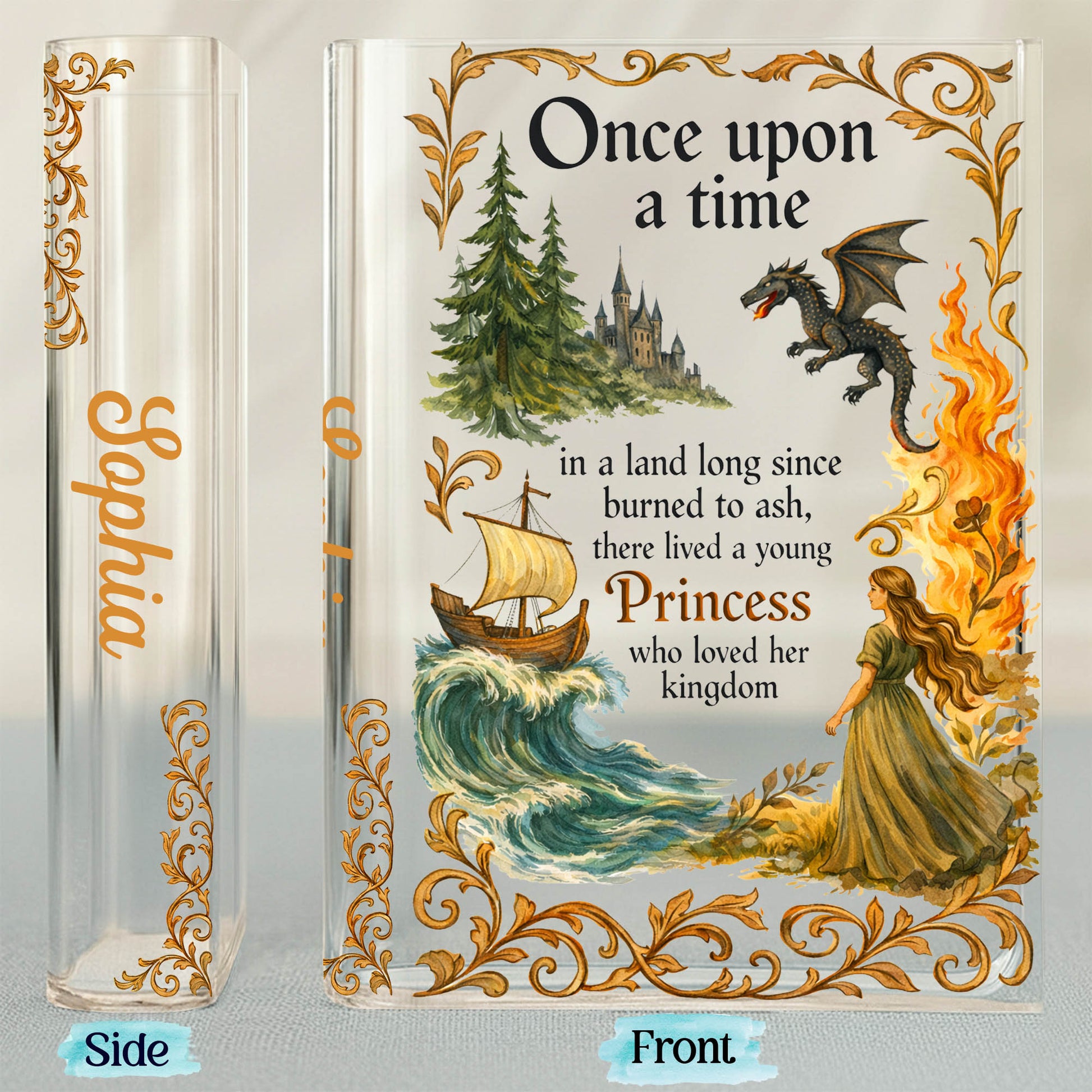 Once Upon A Time Princess Who Loved Her Kingdom With Dragon And Castle