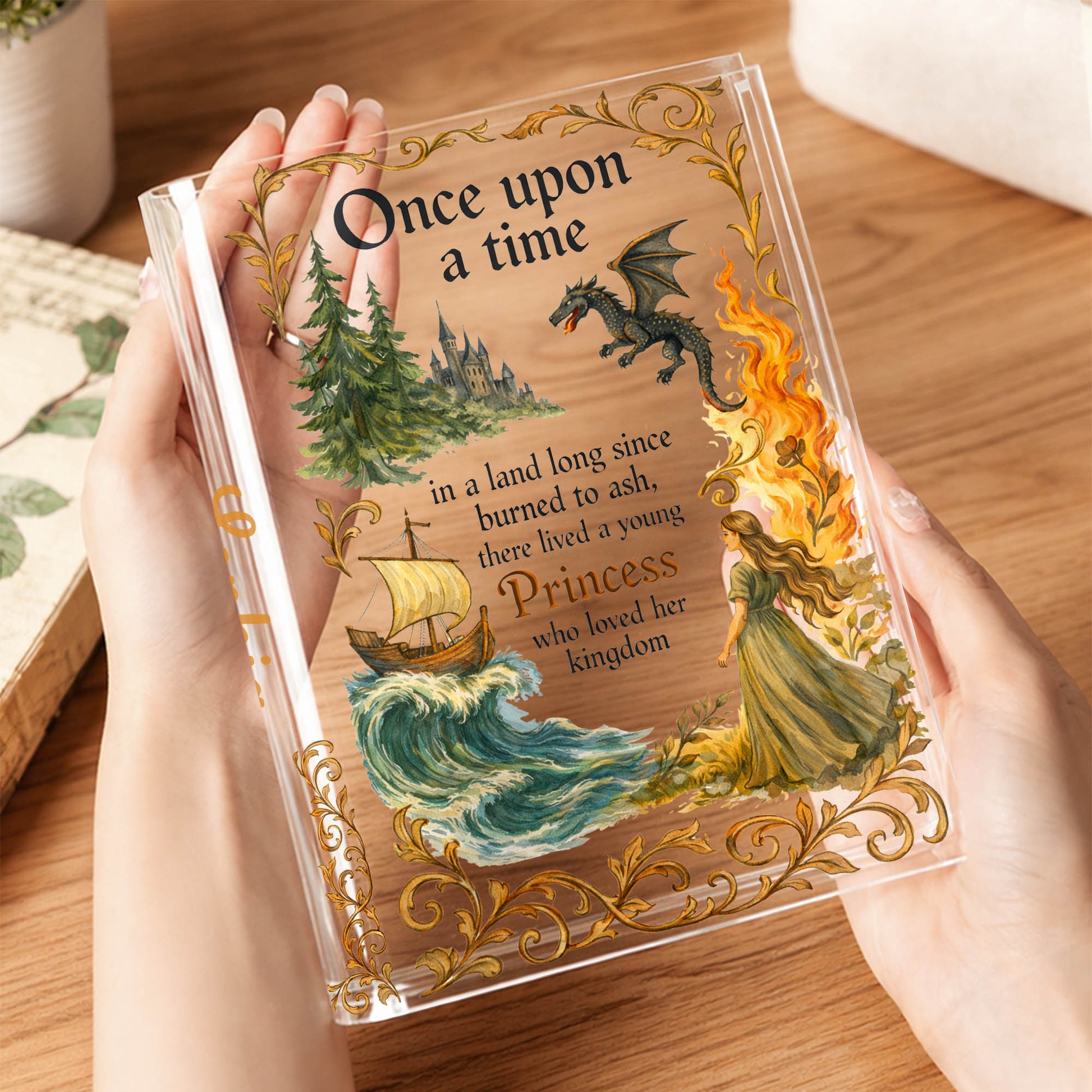 Once Upon A Time Princess Who Loved Her Kingdom With Dragon And Castle