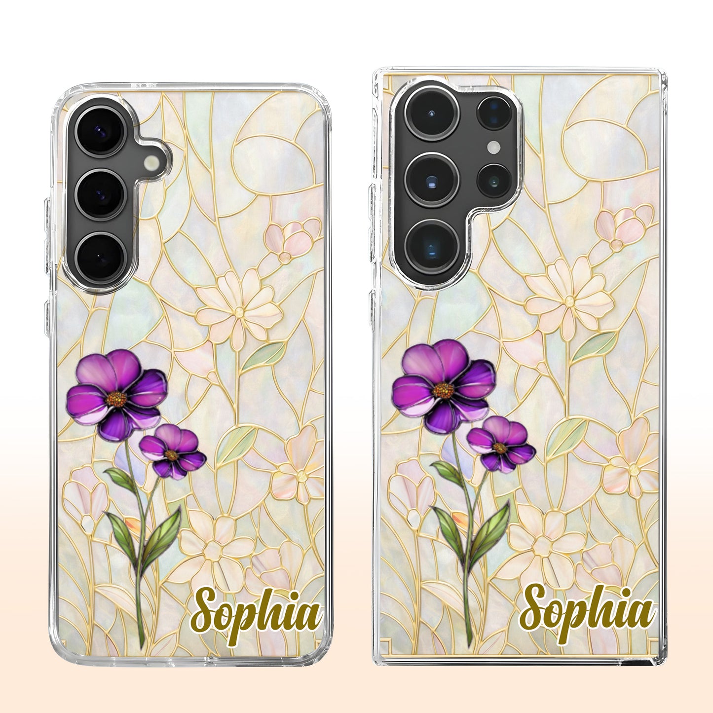 A Garden Of Blooming Flowers And Intricate Stained Glass Patterns