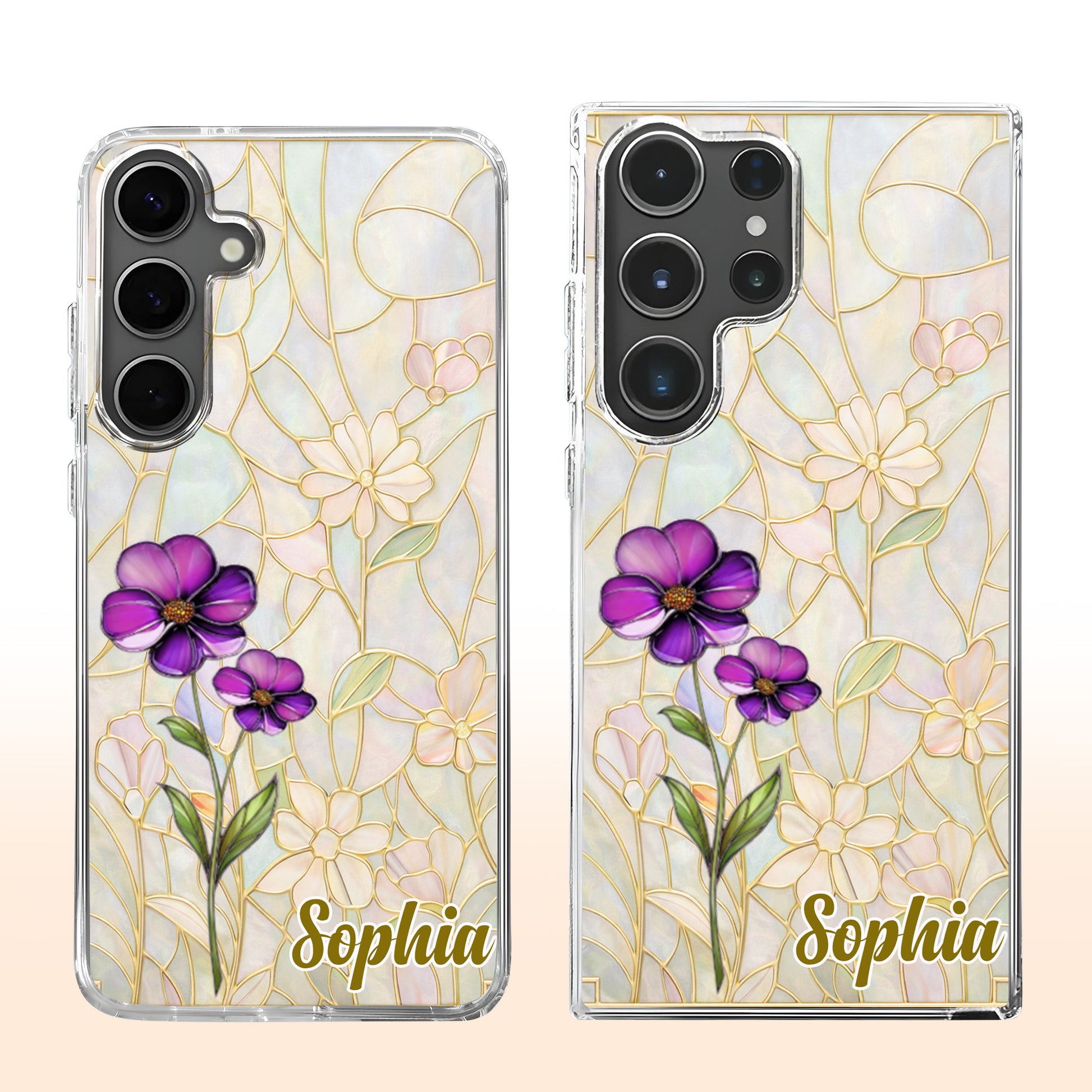 A Garden Of Blooming Flowers And Intricate Stained Glass Patterns