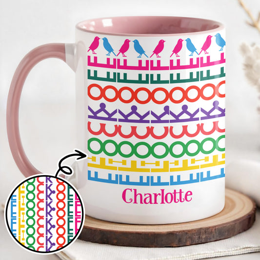 Colorful Geometric Patterns And Birds Design Custom Mug - Personalized Custom Accent Mug - HER036_AMUG