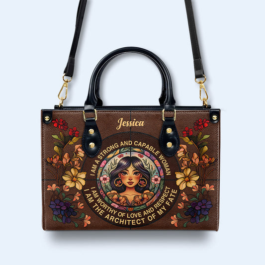 I Am A Strong And Capable Woman  - Personalized Leather Handbag - HG49