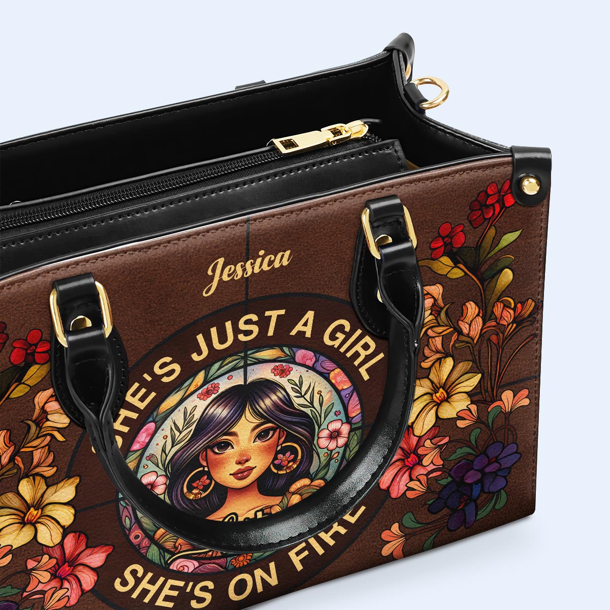 She's On Fire - Personalized Leather Handbag - HG53