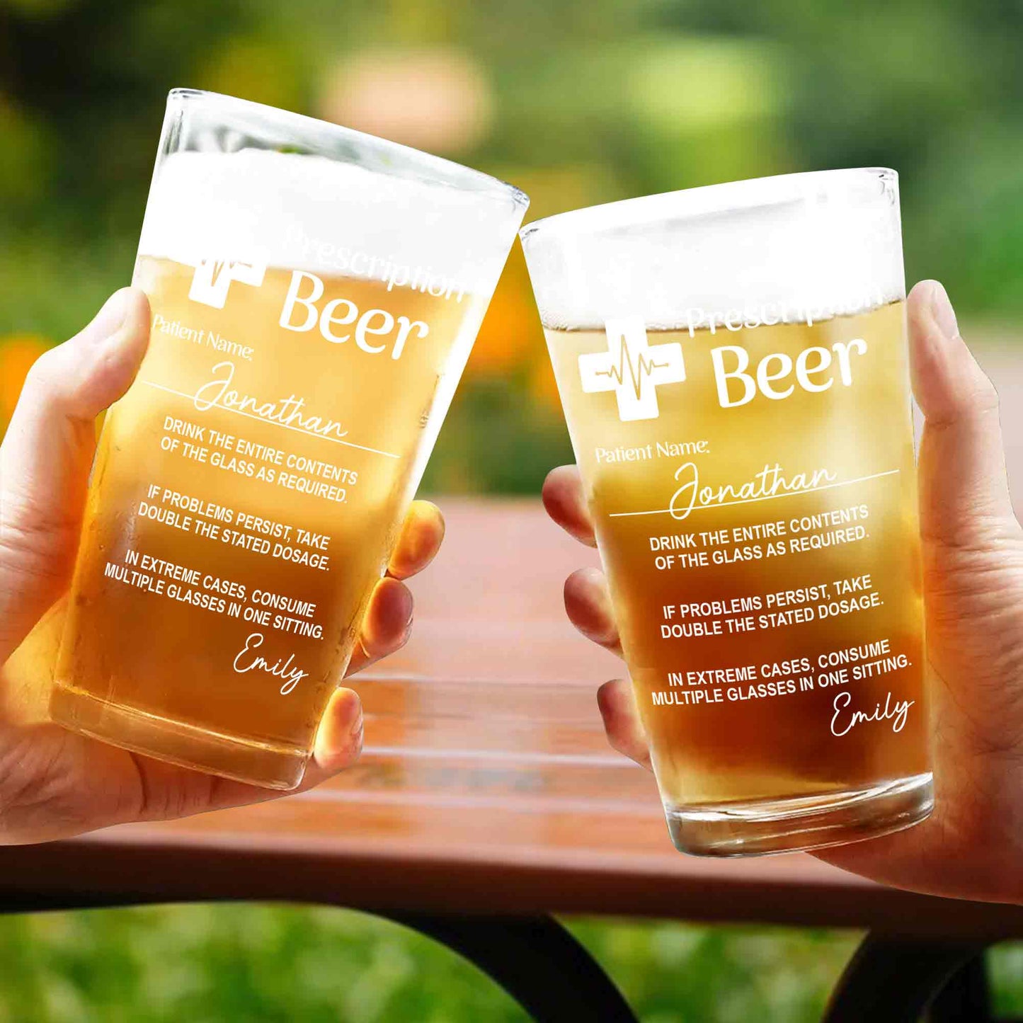 Prescription Beer Heartbeat Medical Cross Personalized Drinkware