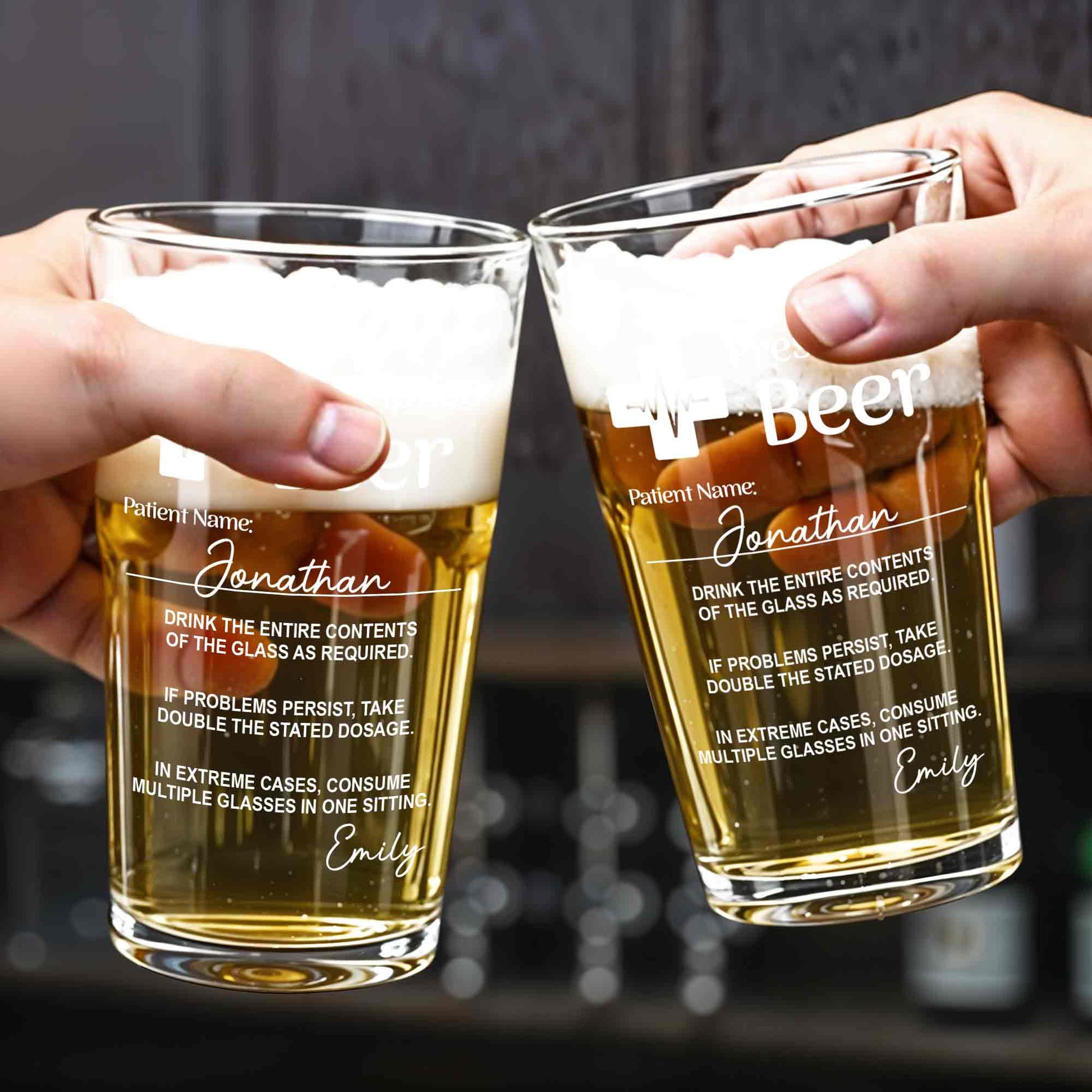 Prescription Beer Heartbeat Medical Cross Personalized Drinkware