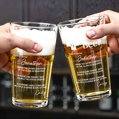 Prescription Beer Heartbeat Medical Cross Personalized Drinkware