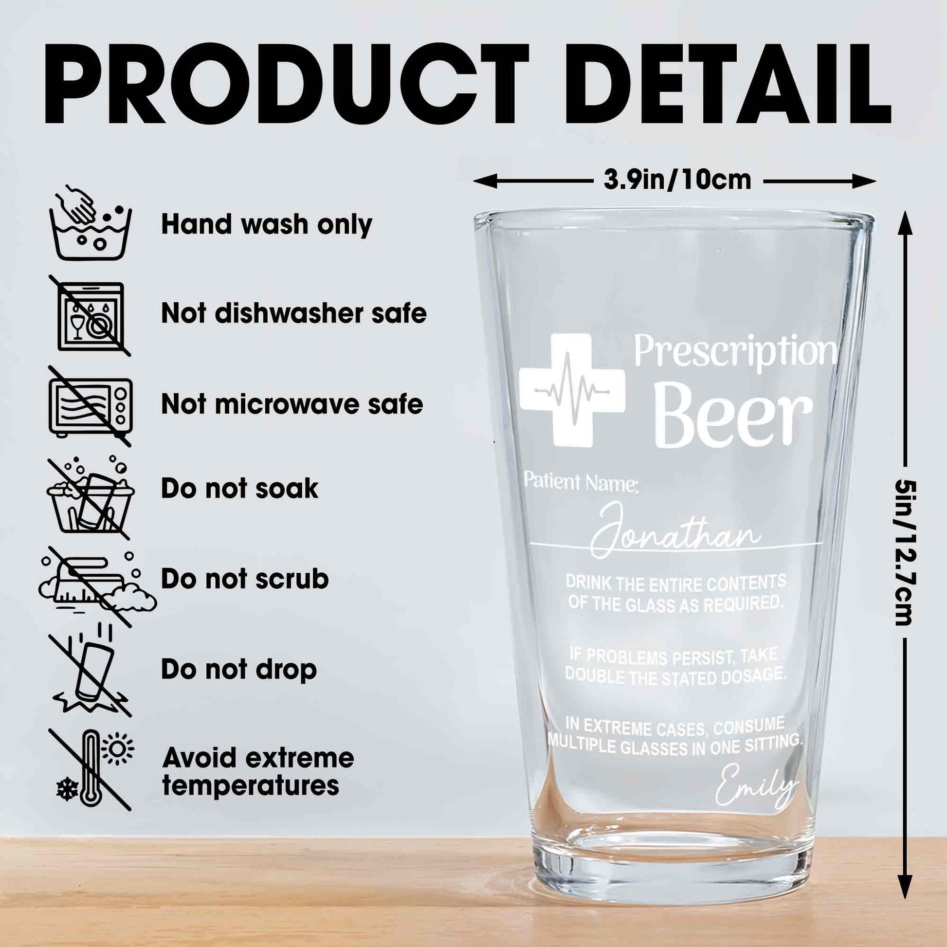 Prescription Beer Heartbeat Medical Cross Personalized Drinkware