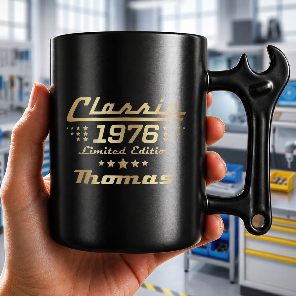 Classic Limited Edition Wrench Handle Personalized Coffee Mug - Personalized Coffee Mug With Wrench Spanner Handle - HIM030_WREMU