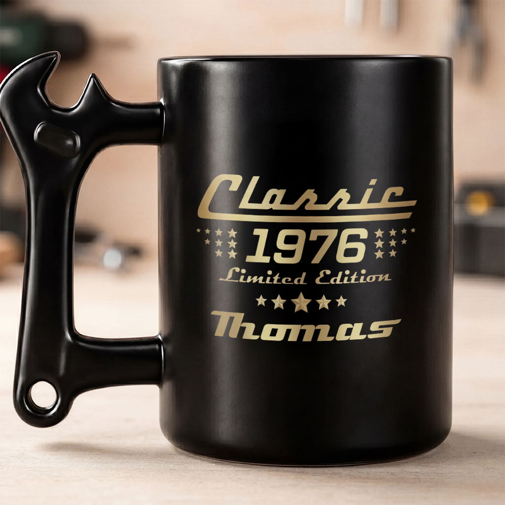 Classic Limited Edition Wrench Handle Personalized Coffee Mug - Personalized Coffee Mug With Wrench Spanner Handle - HIM030_WREMU