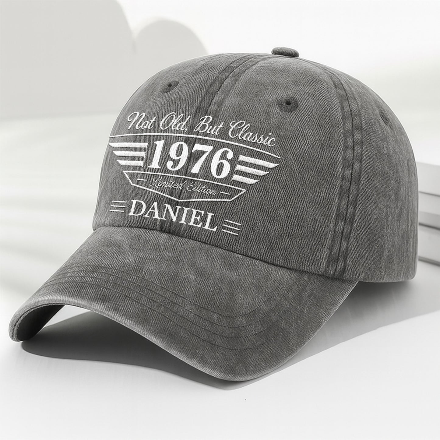 Not Old But Classic Limited Edition Personalized Wings Shield - Personalized Custom Washed Denim Cap - HIM034_WDCAP