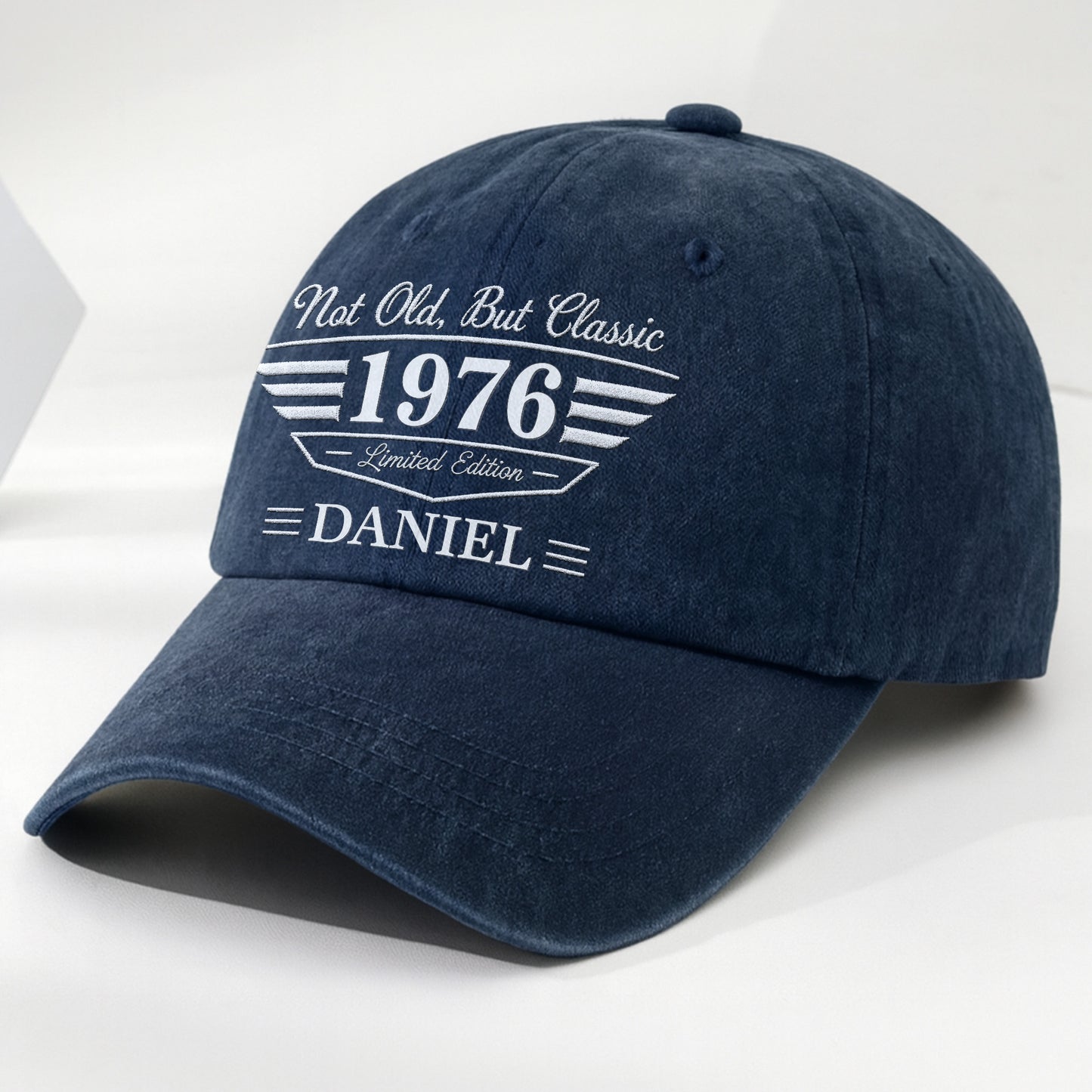 Not Old But Classic Limited Edition Personalized Wings Shield - Personalized Custom Washed Denim Cap - HIM034_WDCAP