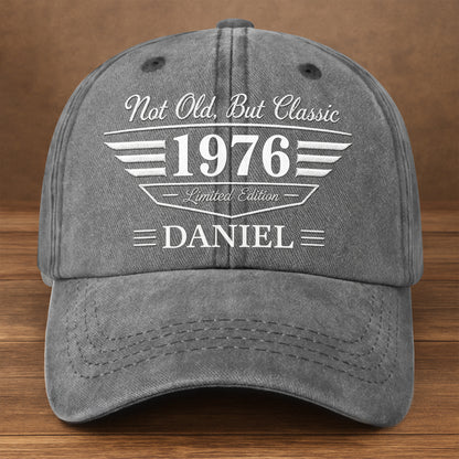 Not Old But Classic Limited Edition Personalized Wings Shield - Personalized Custom Washed Denim Cap - HIM034_WDCAP
