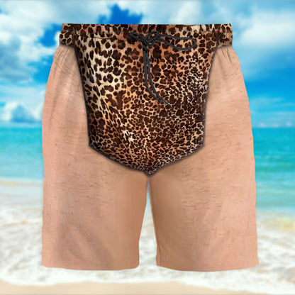 Wild At Heart Leopard Print Skin Tone Funny Design - Personalized Men's Beach Shorts - HIM063_MEBES