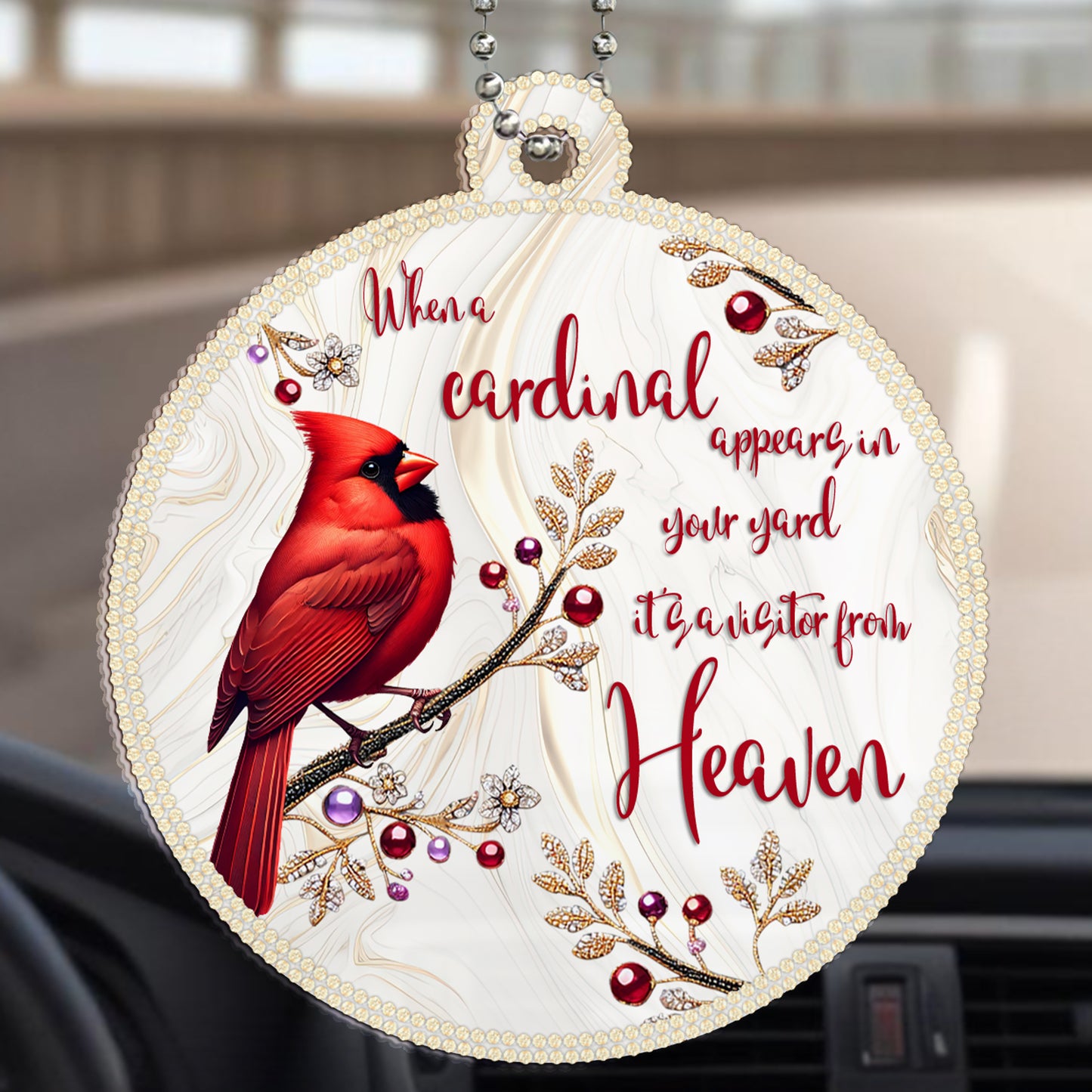 When A Cardinal Appears In Your Yard - Personalized Custom Acrylic Ornament, Car Ornament - HME014_HGO