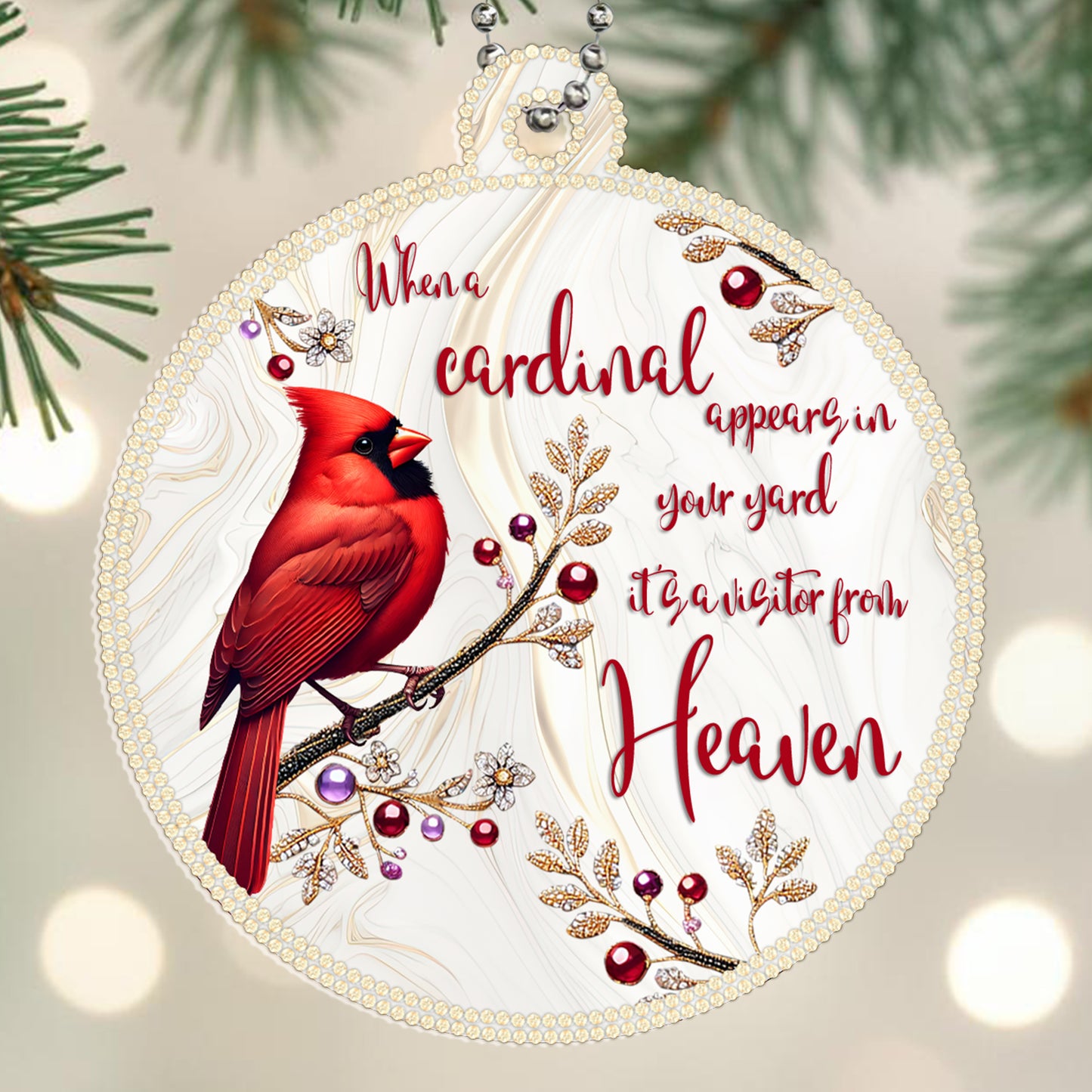 When A Cardinal Appears In Your Yard - Personalized Custom Acrylic Ornament, Car Ornament - HME014_HGO