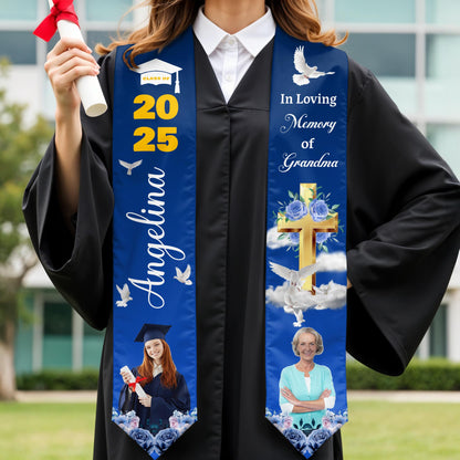 In Loving Memory Of Grandma, Dove, Cross, And Flowers
