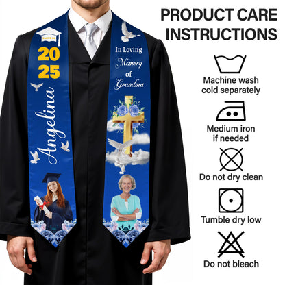 In Loving Memory Of Grandma, Dove, Cross, And Flowers