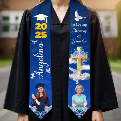 In Loving Memory Of Grandma, Dove, Cross, And Flowers