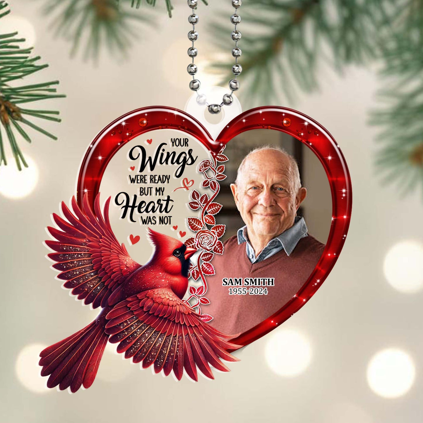 Your Wings Were Ready But My Heart Was Not - Personalized Custom Acrylic Ornament, Car Ornament - HME056_HGO