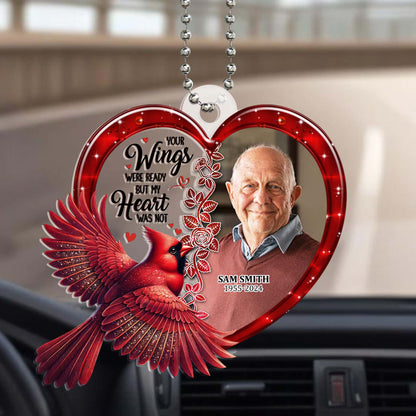 Your Wings Were Ready But My Heart Was Not - Personalized Custom Acrylic Ornament, Car Ornament - HME056_HGO