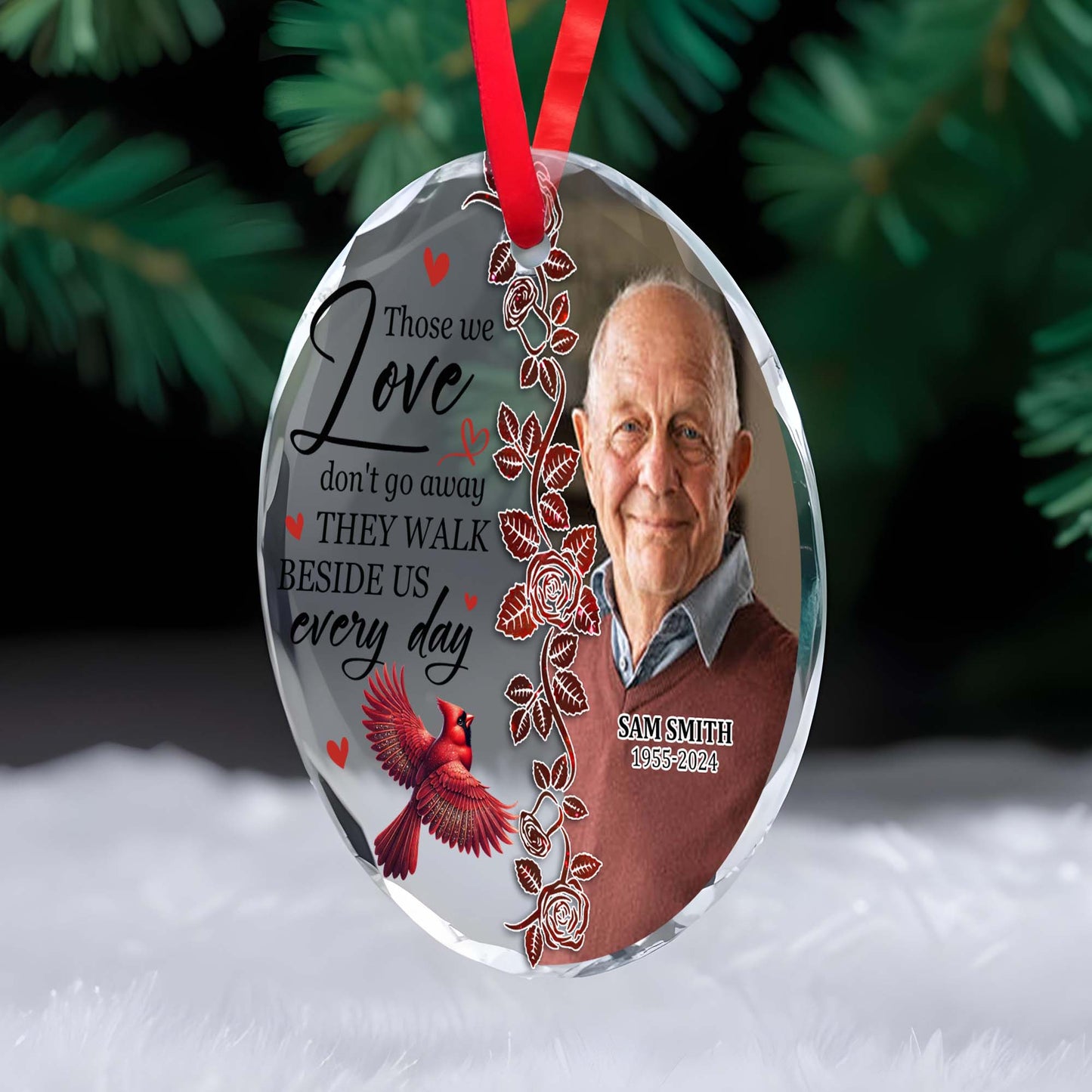 Those We Love Don't Go Away Ornament - Personalized Custom Circle Glass Ornament - HME057_CGOR