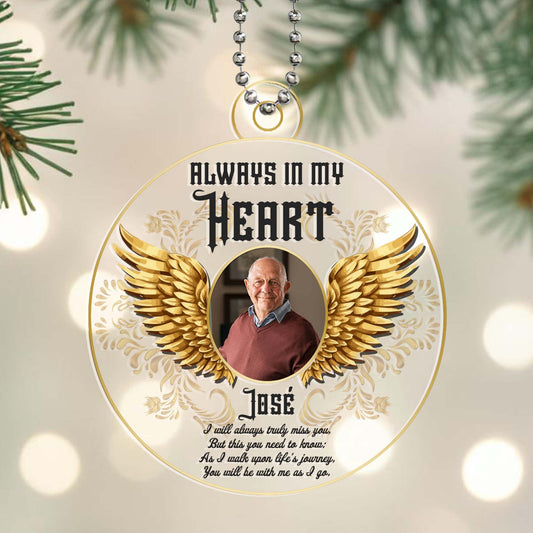 Always In My Heart Memorial Ornament With Angel Wings