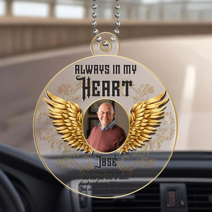 Always In My Heart Memorial Ornament With Angel Wings