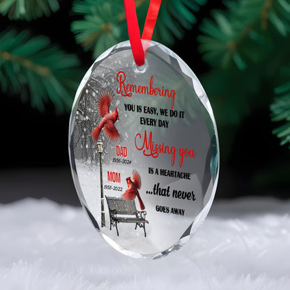 Remembering You Is Easy Memorial Circle Ornament - Personalized Custom Circle Glass Ornament - HME064_CGOR