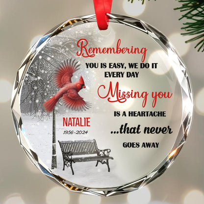 Remembering You Is Easy Memorial Circle Ornament - Personalized Custom Circle Glass Ornament - HME064_CGOR