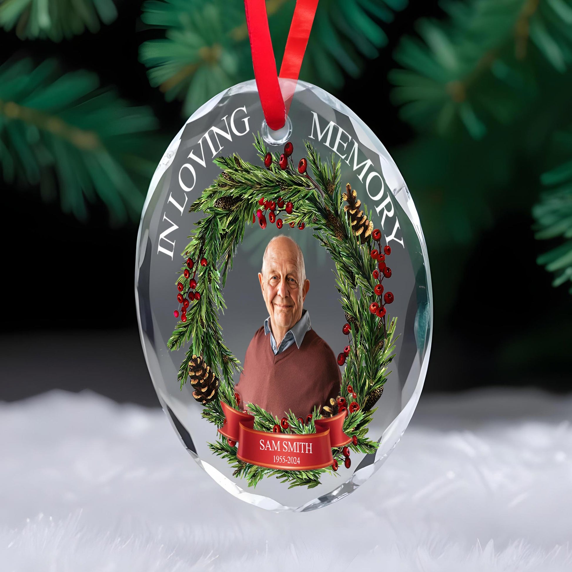 In Loving Memory Custom Circle Glass Ornament