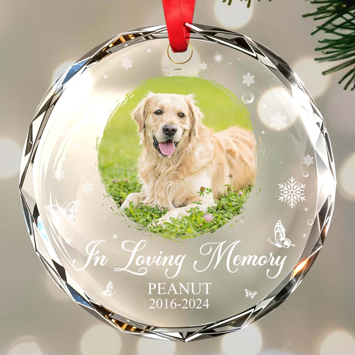 In Loving Memory Of Your Beloved Pet - Personalized Custom Circle Glass Ornament - PME010_CGOR