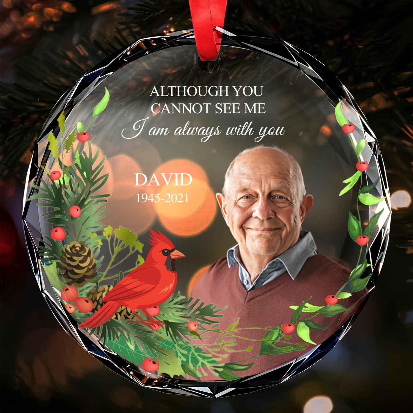 Always With You Memorial Circle Glass Ornament