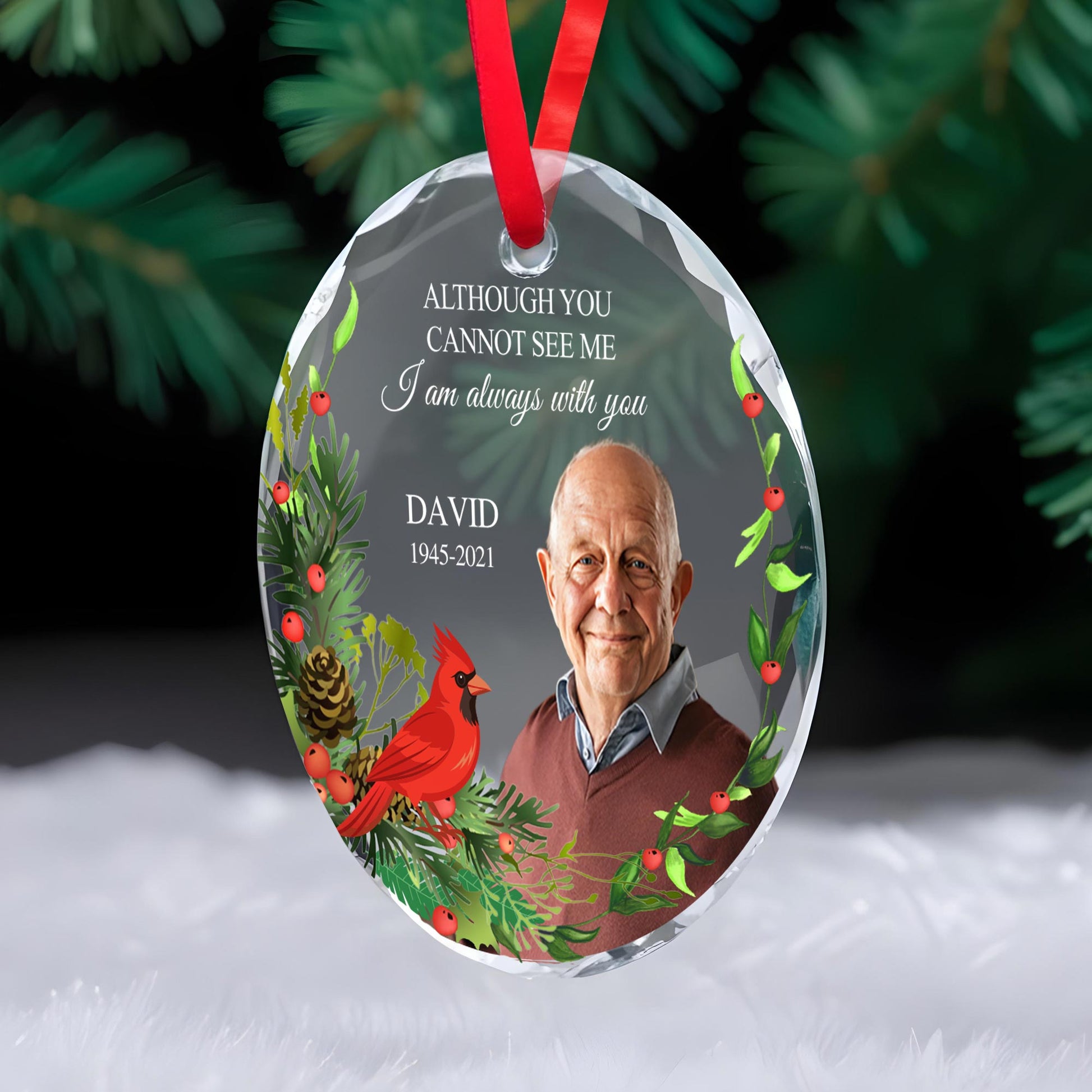 Always With You Memorial Circle Glass Ornament