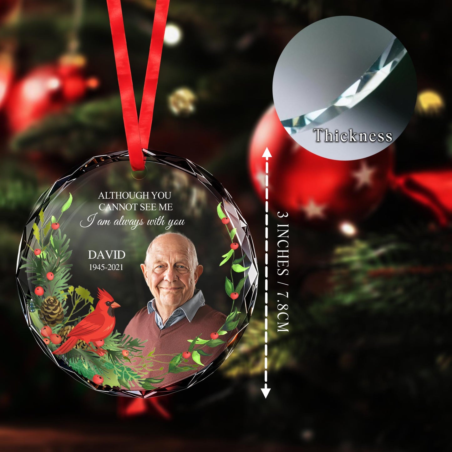 Always With You Memorial Circle Glass Ornament